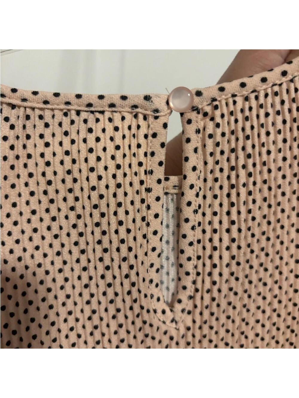 Adrianna Papell Beige Polka Dot Ruffle Sleeve Blouse - Picture 6 of 6